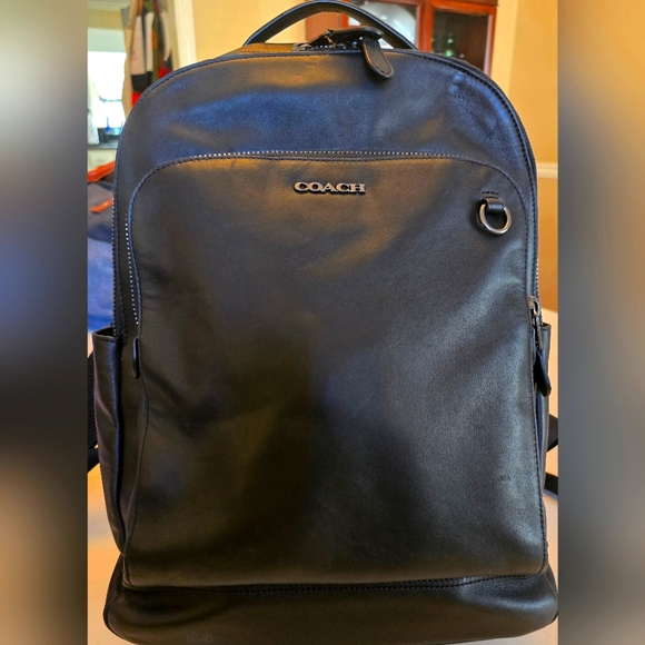 Coach Leather Black Mens Backpack - Picture 1 of 5